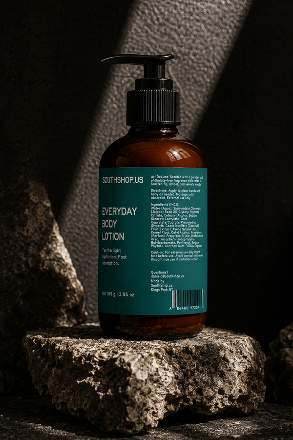 Everyday Body Lotion in Ari DeLuca With Scents Notes of  Roasted Fig, Amber + Woods