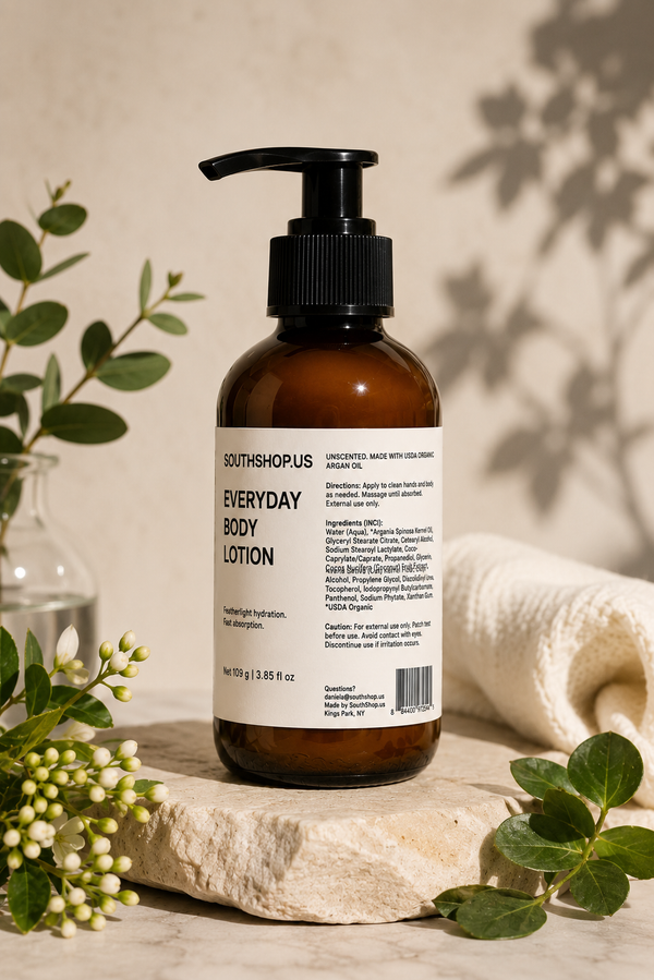 Unscented Everyday Body Lotion with USDA Organic Argan Oil
