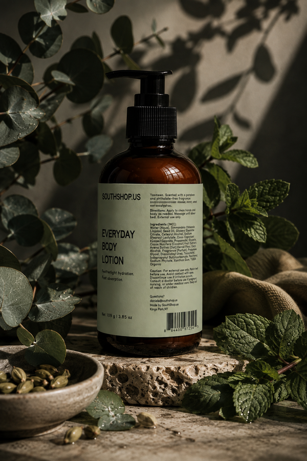 Yasmeen Everyday Body Lotion With Scent Notes of Cardamom Flower, Mint + Eucalyptus